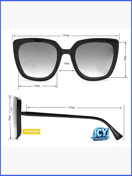 100% UV Protective Square Sunglasses - Cat Eye Oversized